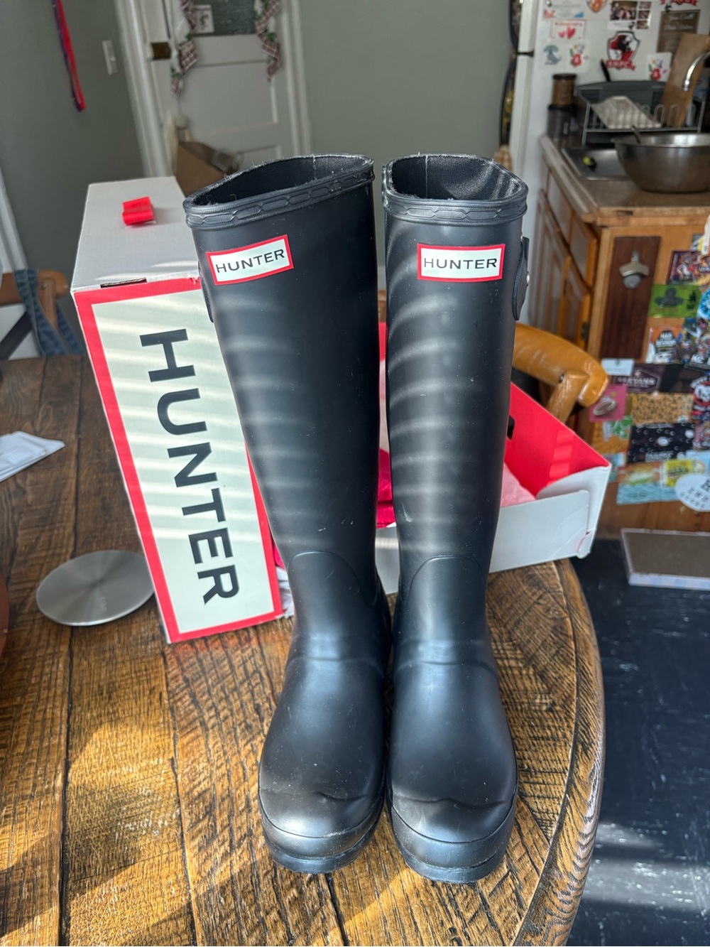 Hunter Black Tall Gloss Rain Boots